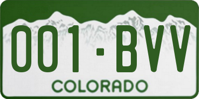 CO license plate 001BVV