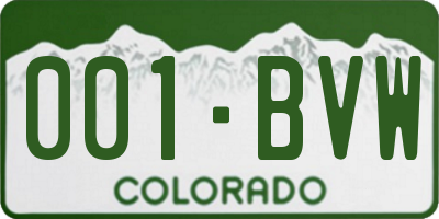 CO license plate 001BVW