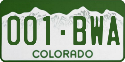 CO license plate 001BWA