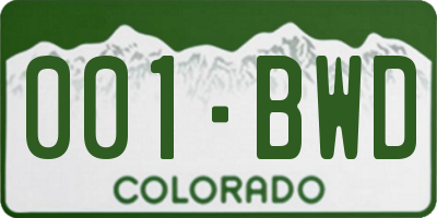 CO license plate 001BWD