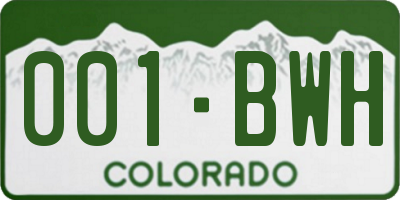 CO license plate 001BWH