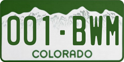 CO license plate 001BWM