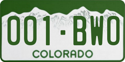 CO license plate 001BWO