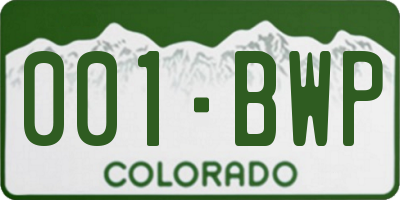 CO license plate 001BWP