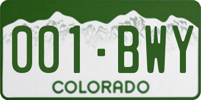 CO license plate 001BWY