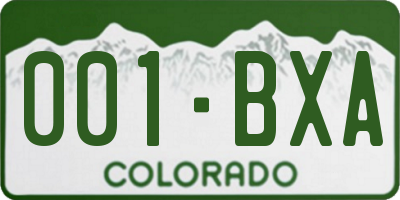 CO license plate 001BXA