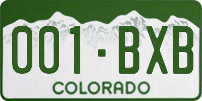 CO license plate 001BXB