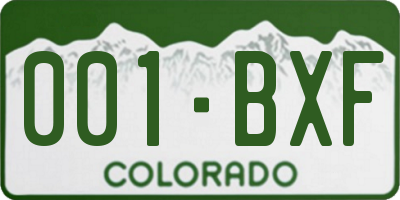 CO license plate 001BXF