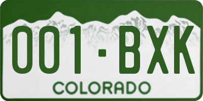 CO license plate 001BXK