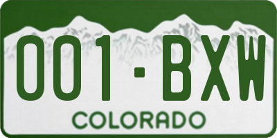 CO license plate 001BXW