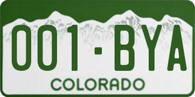 CO license plate 001BYA