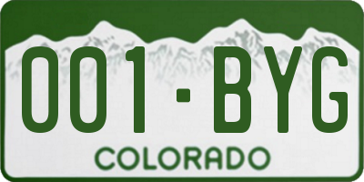 CO license plate 001BYG