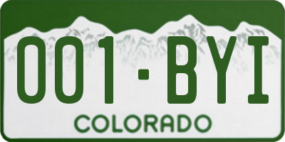 CO license plate 001BYI