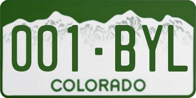 CO license plate 001BYL