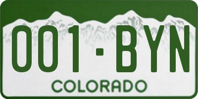 CO license plate 001BYN