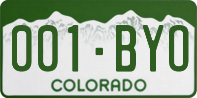 CO license plate 001BYO