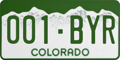 CO license plate 001BYR