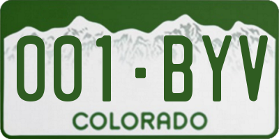 CO license plate 001BYV