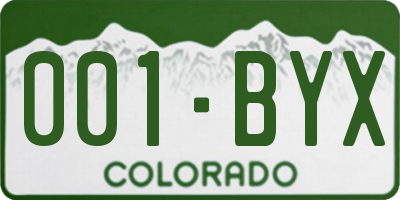 CO license plate 001BYX