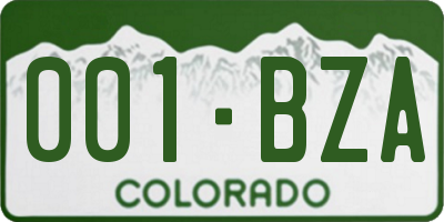 CO license plate 001BZA