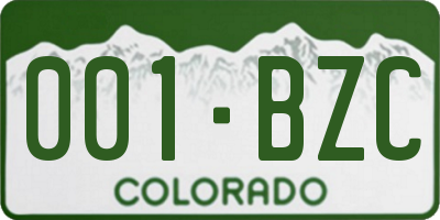 CO license plate 001BZC