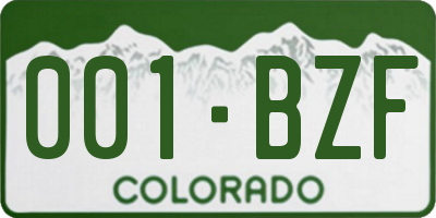 CO license plate 001BZF