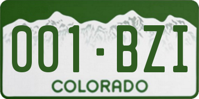 CO license plate 001BZI