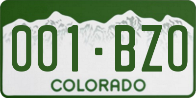 CO license plate 001BZO