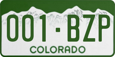 CO license plate 001BZP