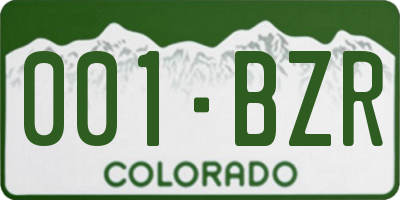 CO license plate 001BZR