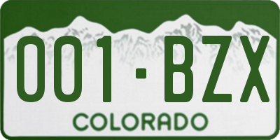 CO license plate 001BZX