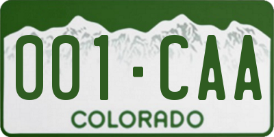 CO license plate 001CAA