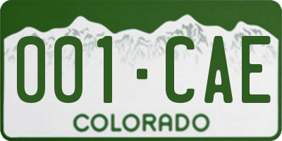 CO license plate 001CAE