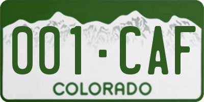 CO license plate 001CAF