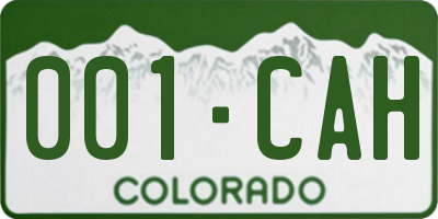 CO license plate 001CAH