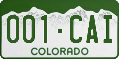 CO license plate 001CAI