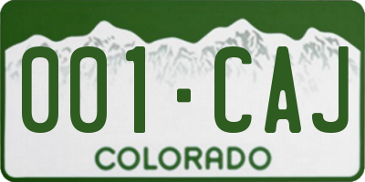 CO license plate 001CAJ