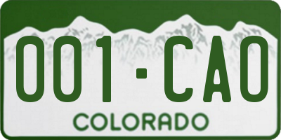 CO license plate 001CAO