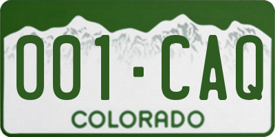 CO license plate 001CAQ