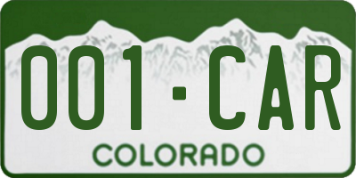 CO license plate 001CAR