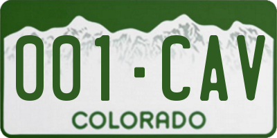 CO license plate 001CAV