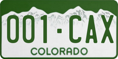 CO license plate 001CAX