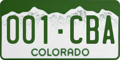 CO license plate 001CBA