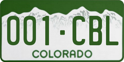 CO license plate 001CBL