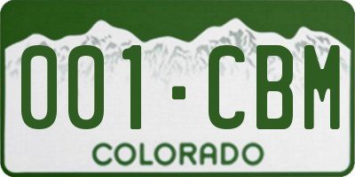 CO license plate 001CBM