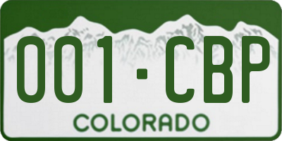 CO license plate 001CBP