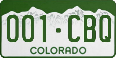 CO license plate 001CBQ