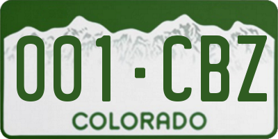 CO license plate 001CBZ