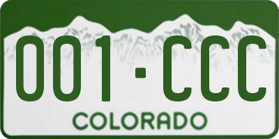 CO license plate 001CCC