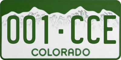 CO license plate 001CCE